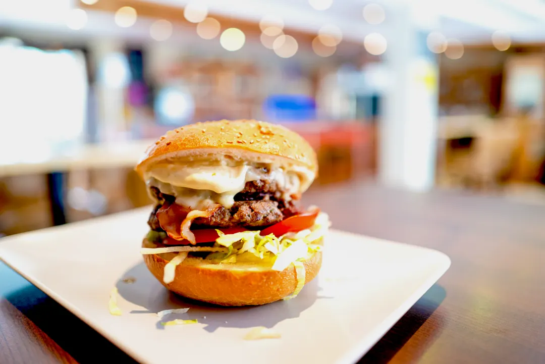Harry’s Special burger with beef patty, cheese and bacon